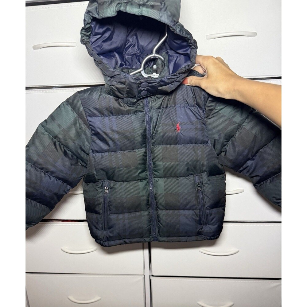 NWOT Polo Ralph Lauren Toddler Black Watch Plaid Down Puffer Jacket Sz 3T Preppy